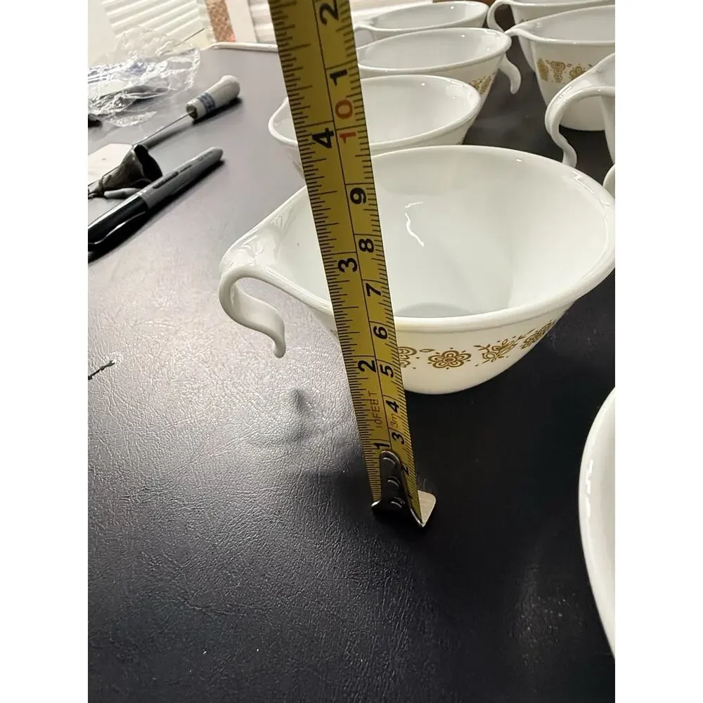 11 Corelle Butterfly Gold Tab- 10 Cups With Handles, 1 No Handle